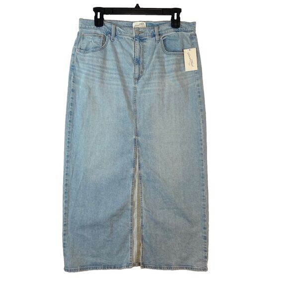 Universal Thread Denim Maxi Skirt Women 16 Blue Jean Slit Western Modest Cottage - Picture 1 of 6
